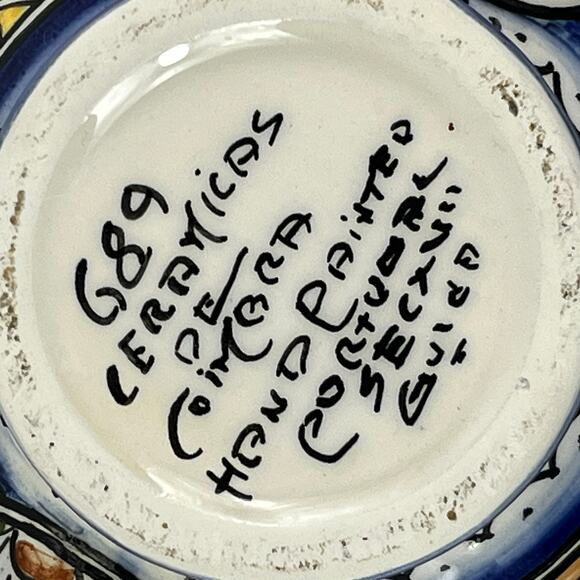 Ceramicas de Coimbra Hand Painted Portugal Floral Teapot 6.5"x9" Folk Art Glazed - Picture 7 of 11